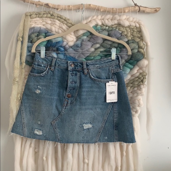 Free People Dresses & Skirts - Free People denim distressed mini skirt